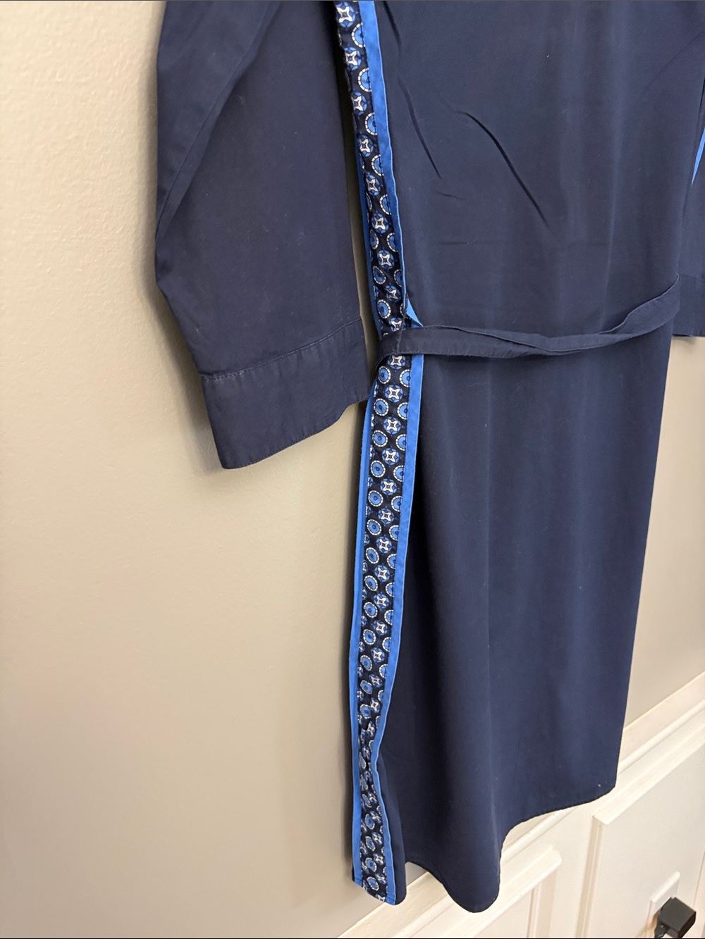 Tommy Hilfiger Women’s Navy Midi Shirt Dress with Bright Blue Trim - Size M - Picture 8 of 11